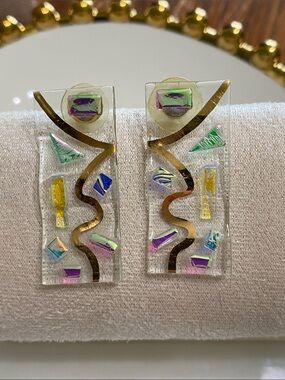 Iridescent Confetti Fused Artisan Glass Earrings